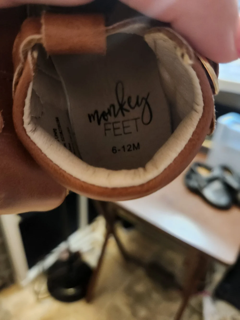 Monkey Feet Tan T-Strap Baby Walker Shoes